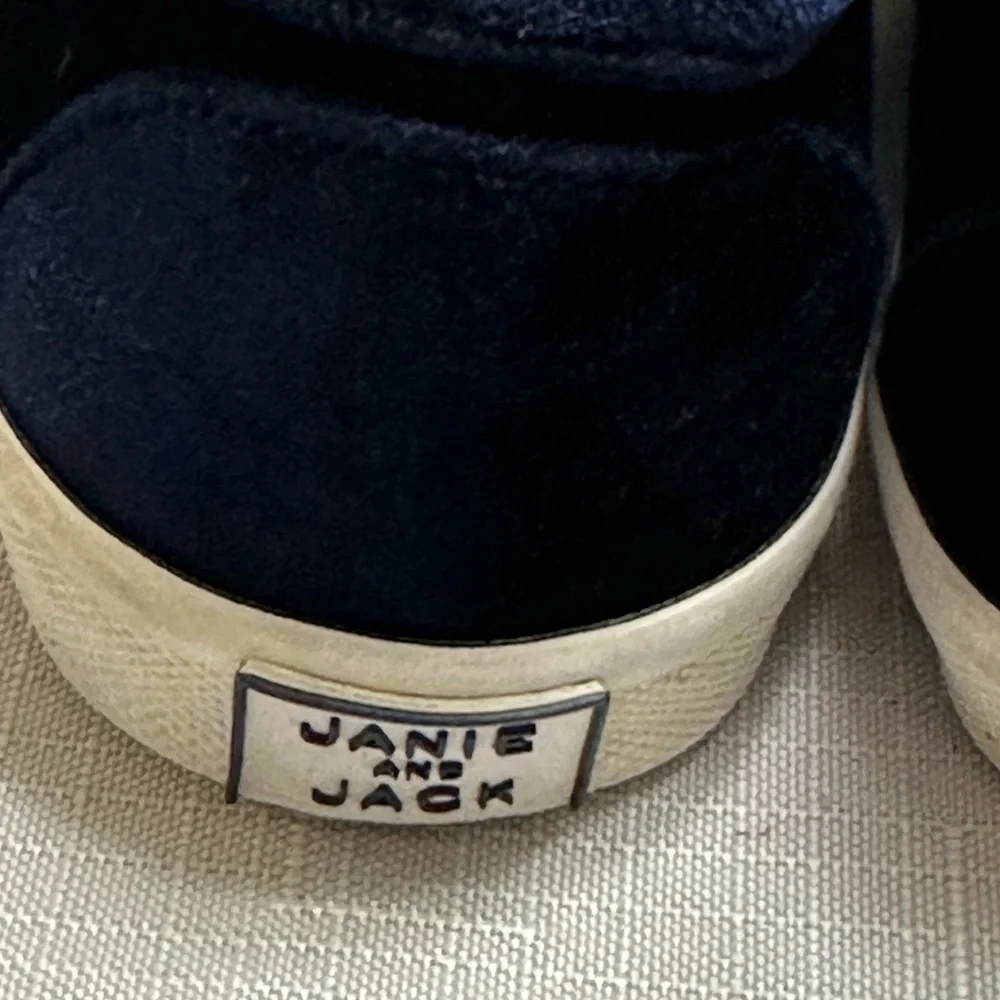 Janie and Jack Navy Velvet Bow Slip On Sneakers